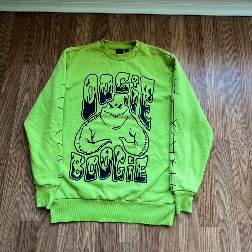 Disney Nightmare Before Christmas Green Oogie Boogie  Sweatshirt Womens XS